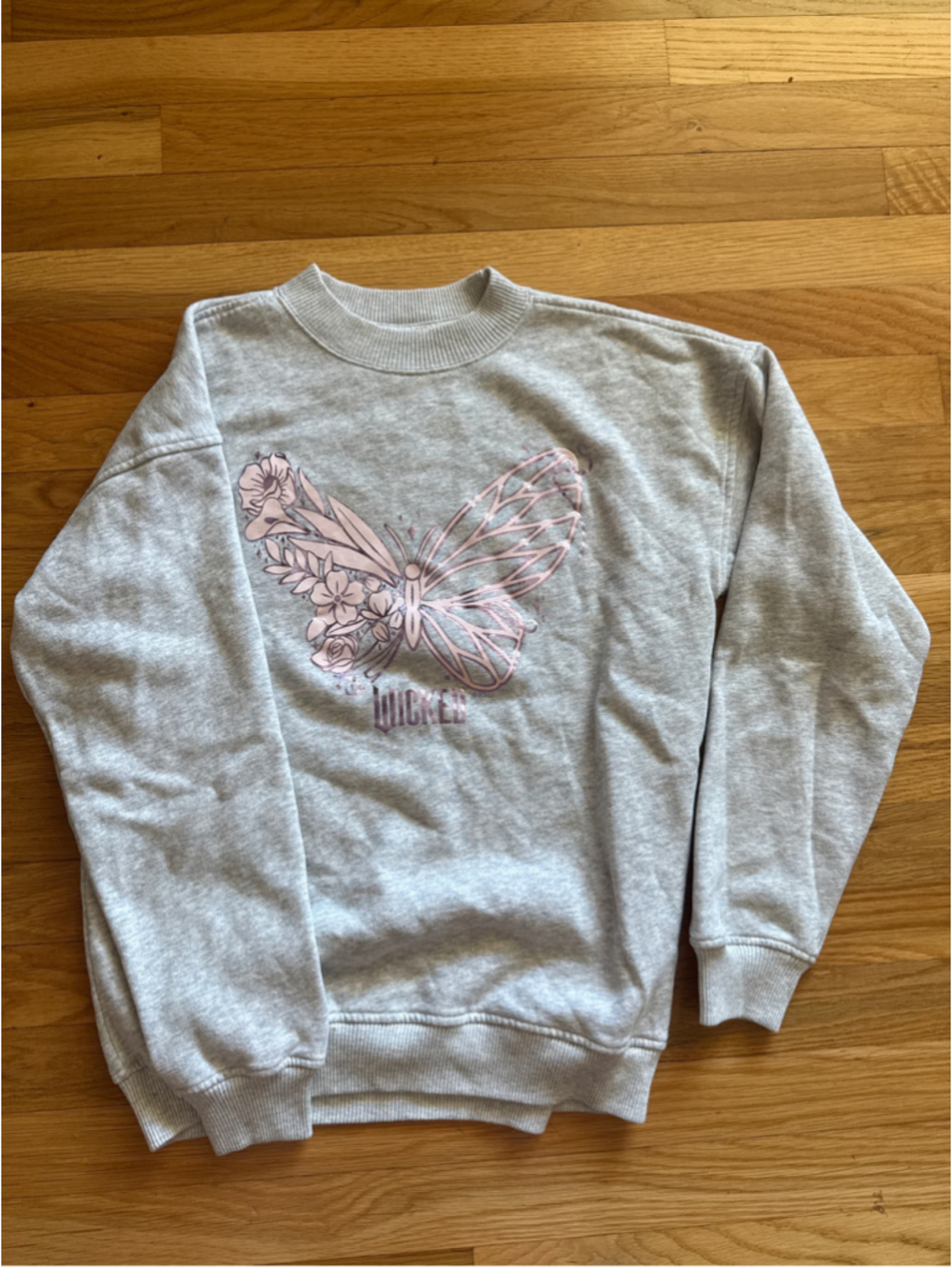 Girls Abercrombie Kids Wicked Butterfly Sweatshirt Size 14 Grey Pink